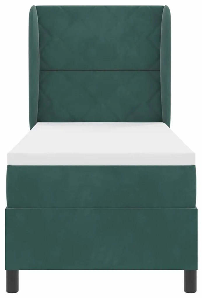 Cama com Estrado e Colchão Verde Escuro 80x200 cm - Veludo