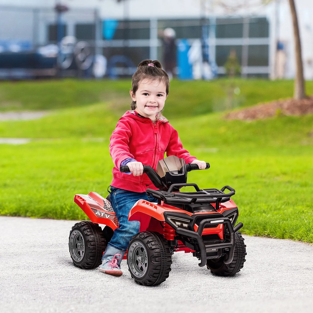 Moto 4 Elétrico para Crianças Veículo Elétrico a Bateria 6V Infantil com Velocidade 2km/h 70x42x45 cm Vermelho