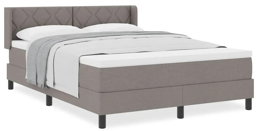Cama Box com Colchão em Taupe - 160 x 200 cm em Tecido