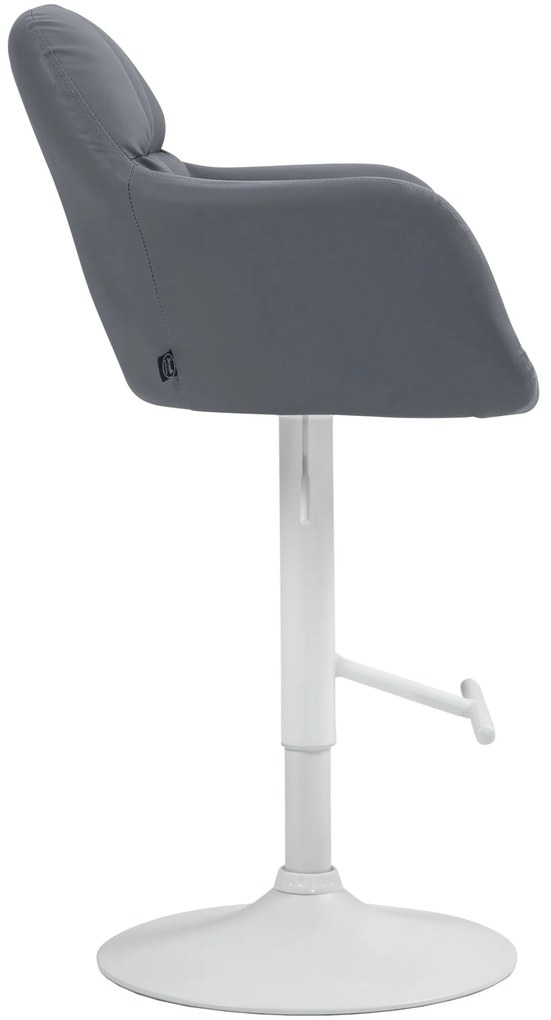 Banco de bar Natoma em couro sintético com estrutura branca 97-118 x 57 x 59 cm Cinzento