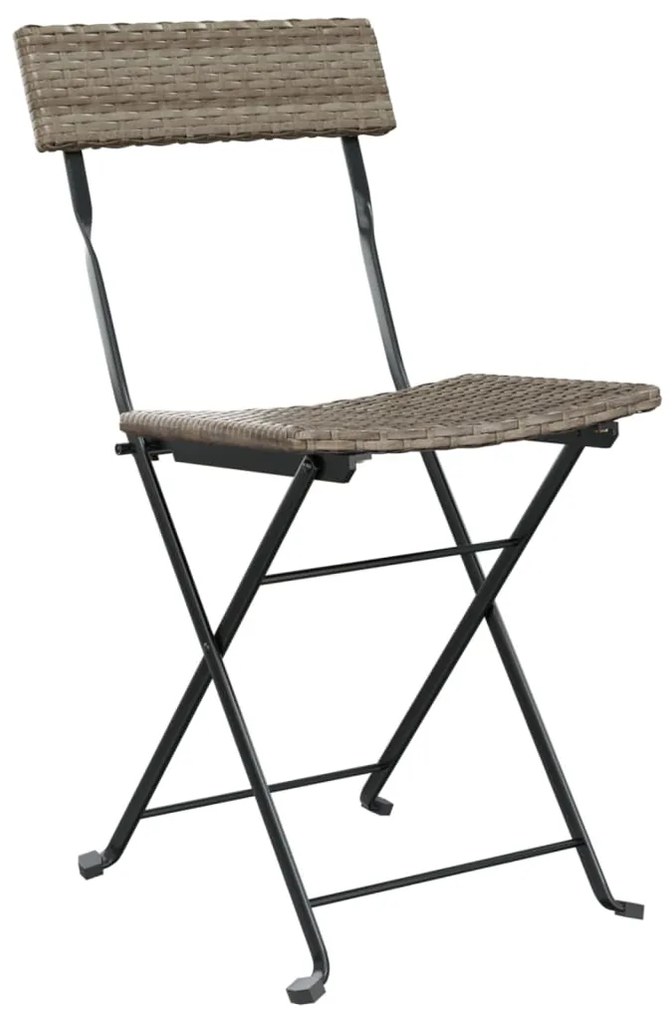 3 pcs conjunto de bistrô dobrável vime PE cinzento