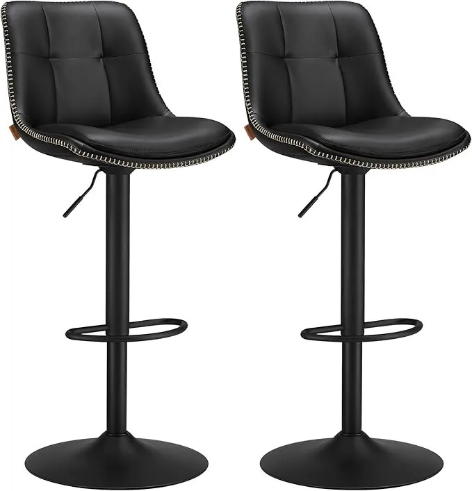Bancos de bar ajustáveis com encosto e assento acolchoado | VASAGLE | 42,9 x 48,1 x 114,1 cm | LJB095B01.