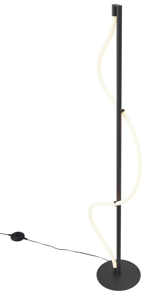 Candeeiro de pé moderno preto com LED regulável em 3 níveis - Twirl Moderno