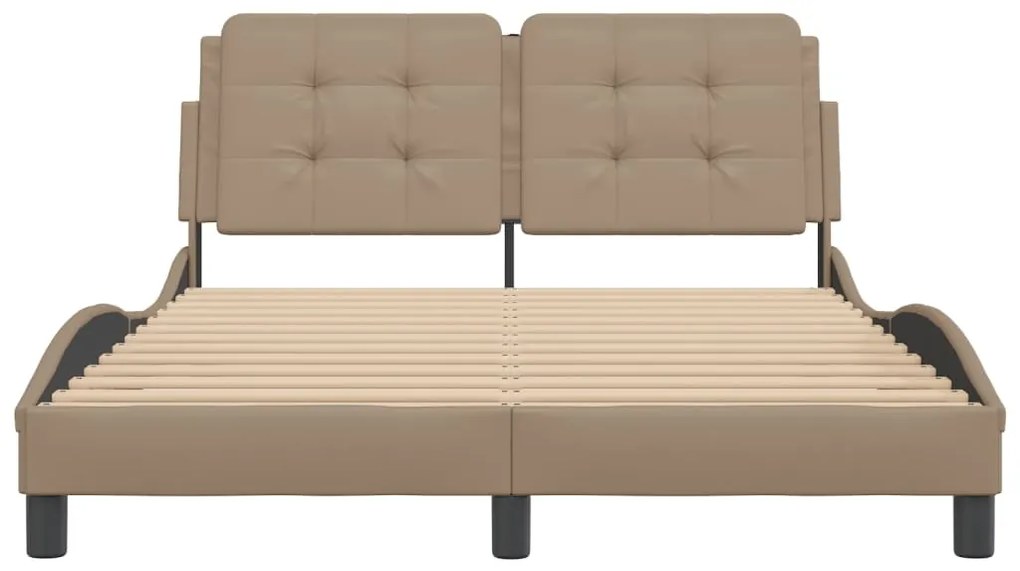 Estrutura cama cabeceira 140x200 cm couro artificial cappuccino