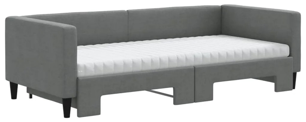 Sofá-cama c/ gavetão e colchões 90x190cm tecido cinzento-escuro