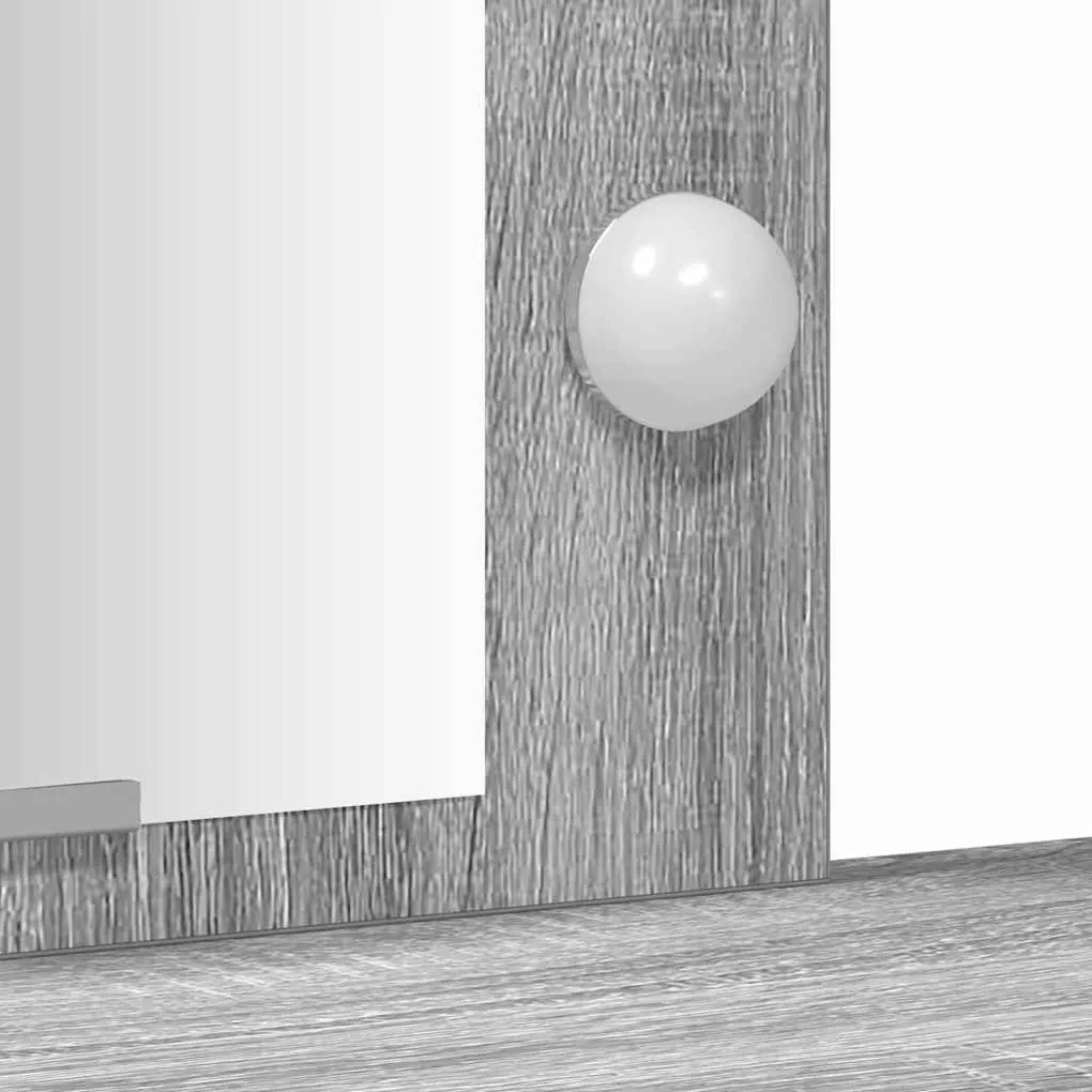 mesa de maquilhagem vidaXL com luzes LED cinzento sonoma 102x33x135 cm