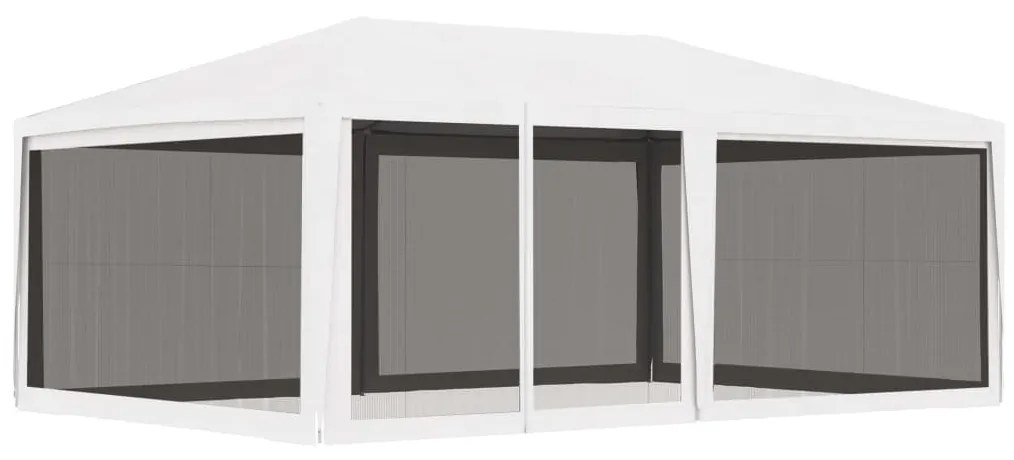 vidaXL Tenda para festas com 4 paredes laterais em rede 4x6 m branco