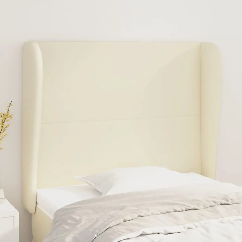 Cabeceira cama c/ abas couro artificial 93x23x118/128 cm creme