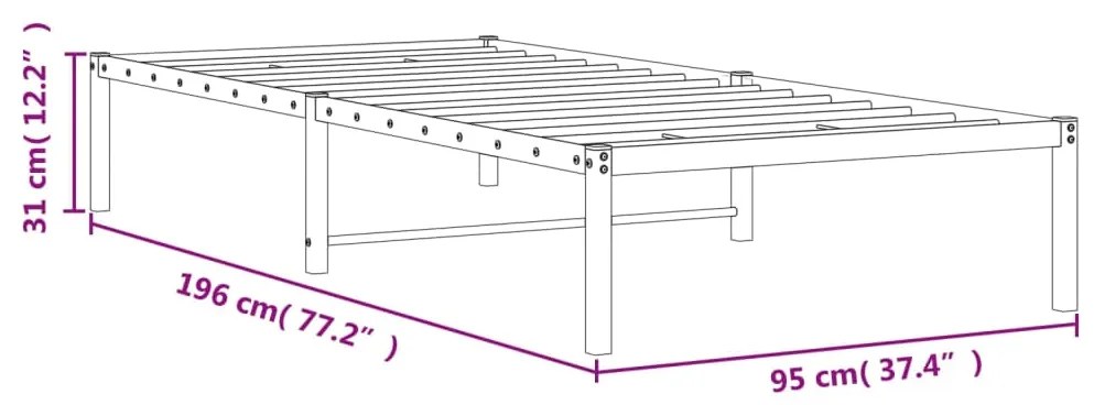 Estrutura de cama metal 90x190 cm branco