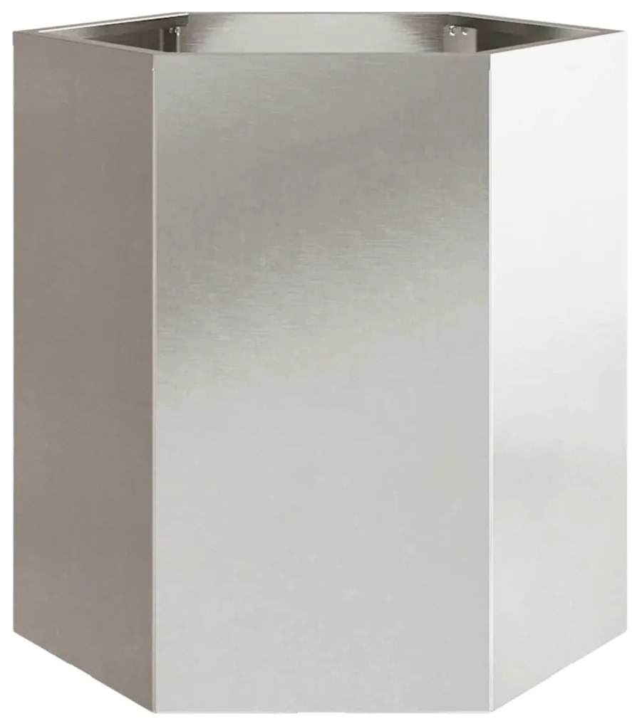 Vasos floreiras de jardim 2 pcs hexagonal 46x40x45 cm aço inox.
