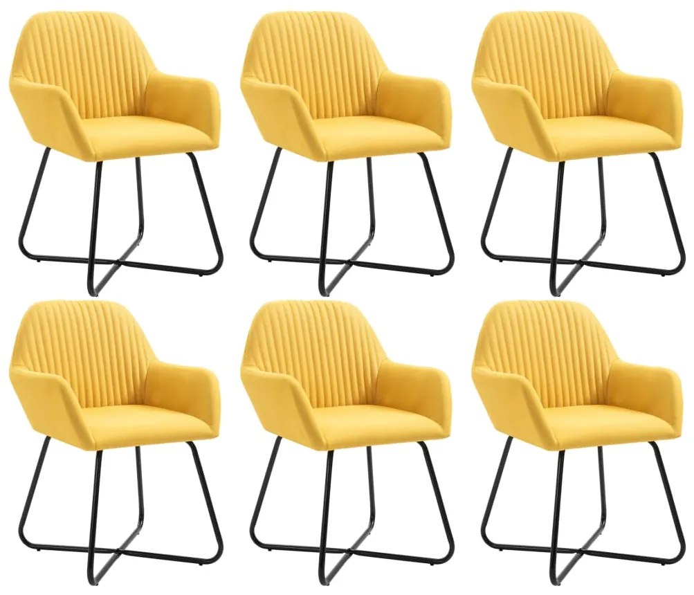 vidaXL Cadeiras de jantar 6 pcs tecido amarelo