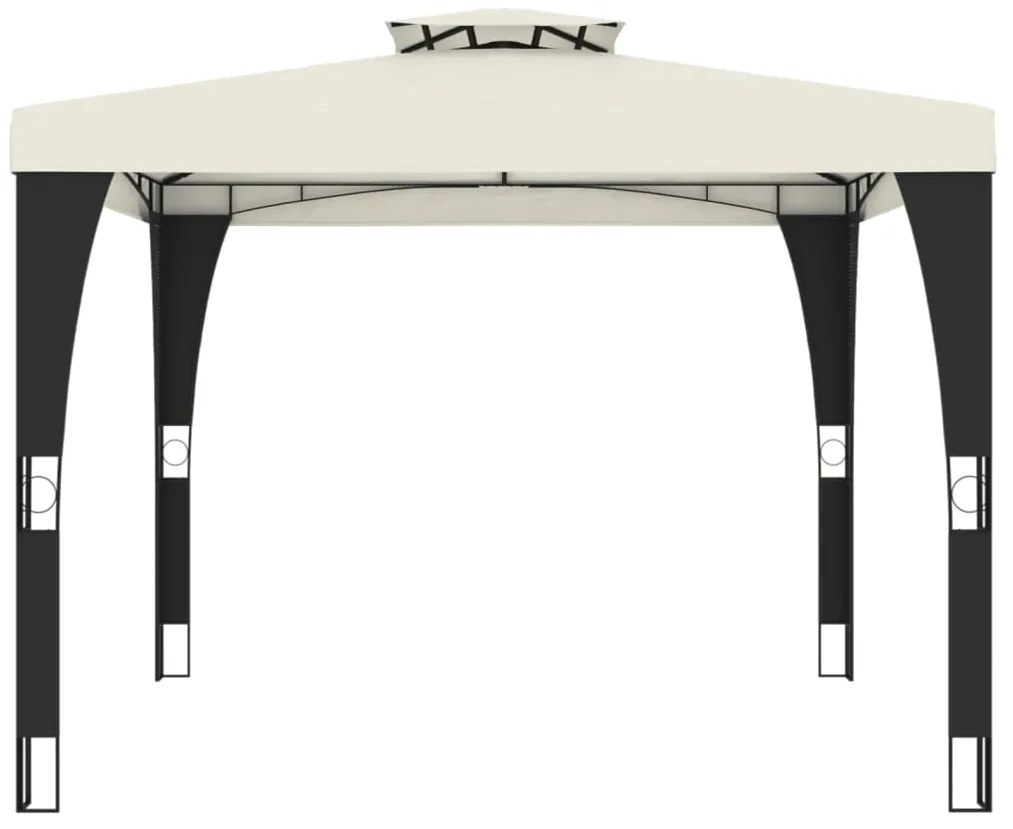 Gazebo com telhado duplo 2,98x2,98 m aço creme