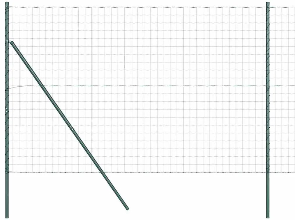 Cerca Euro com 7 Postes 1,5x10m em Aço Galvanizado Verde