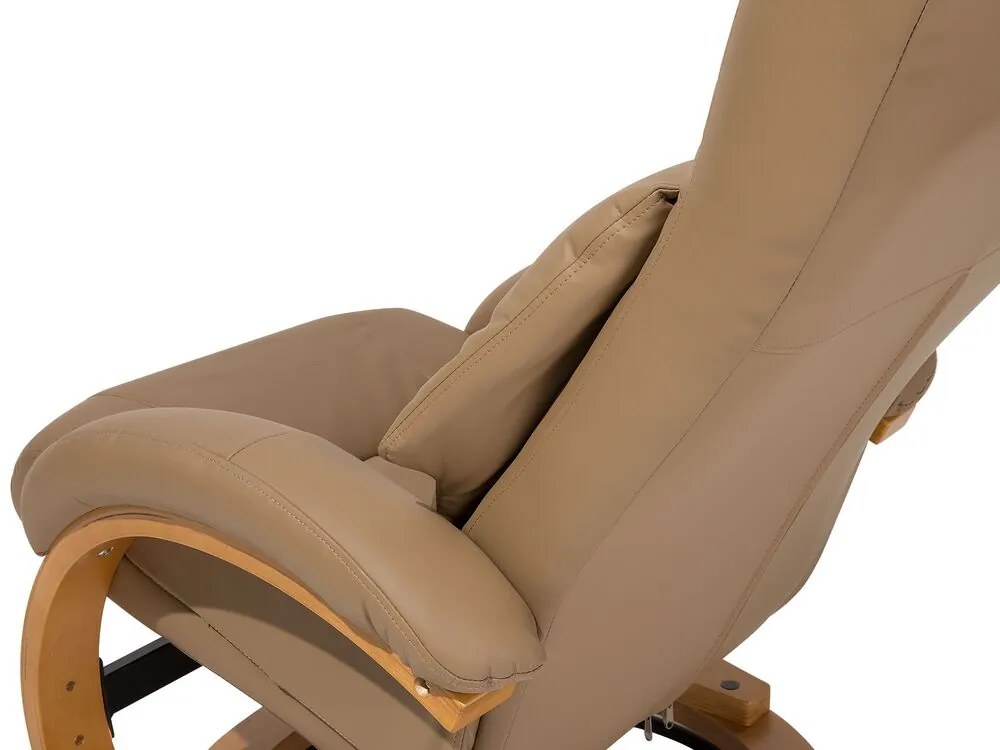 Cadeira de massagem com repousa-pés em pele sintética cor de areia FORCE Beliani
