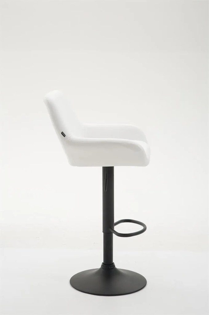 Banco de bar Braga em couro sintético e com estrutura preta 51 x 89-109 x 52 cm Branco