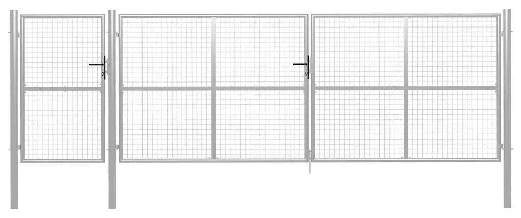 vidaXL Portão de jardim em aço 500x150 cm prata