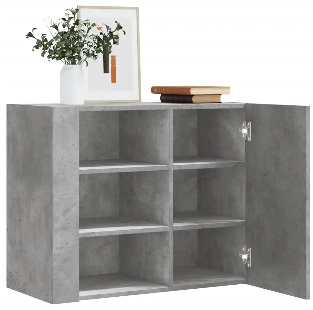 vidaXL Armário parede 75x35x60 cm derivados madeira cinzento cimento