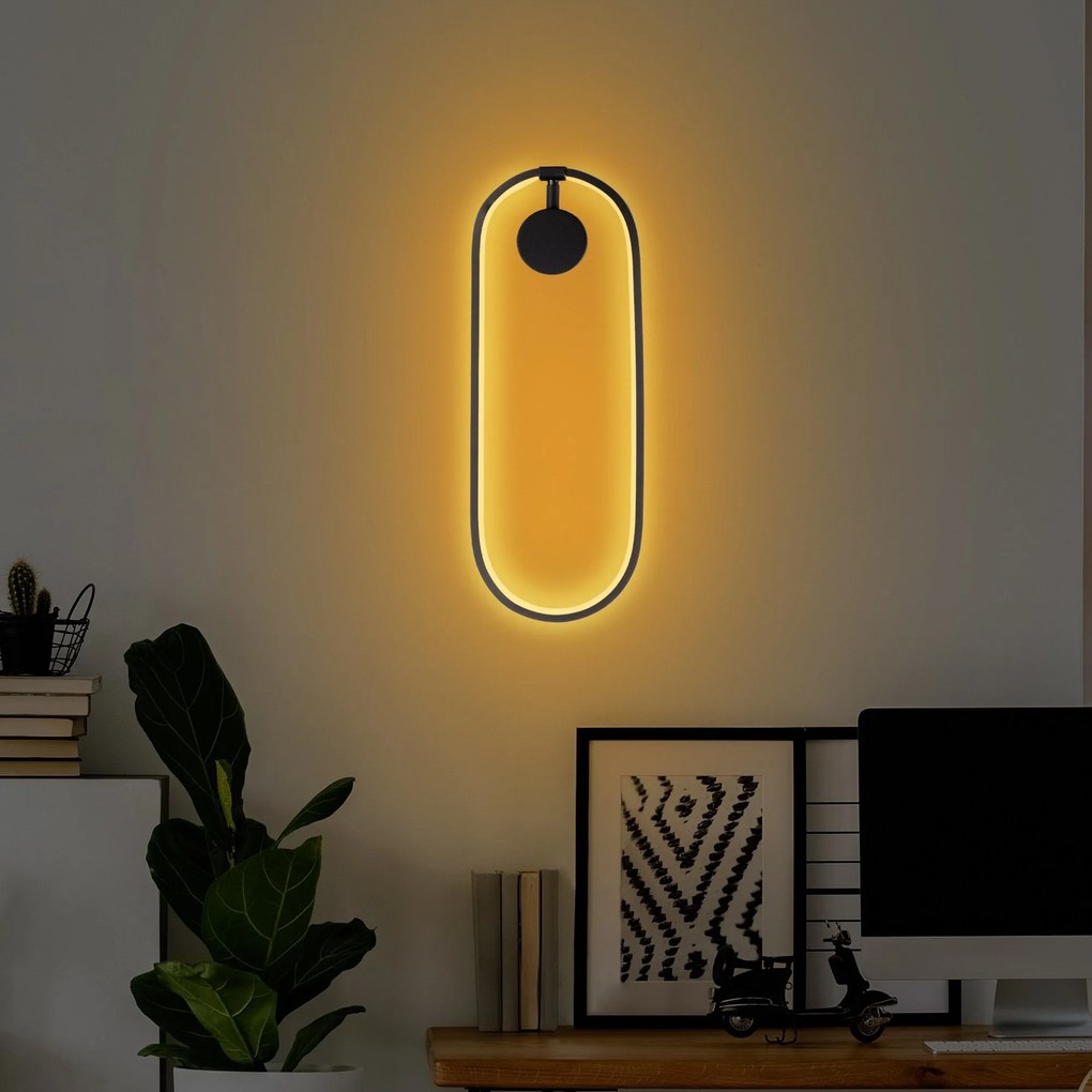 Candeeiro de Parede Can – Preto – 17 cm x 48 cm x 10 cm