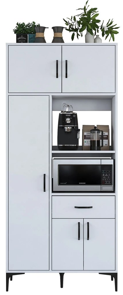 Armário Alto de Cozinha "Stella" - 90 x 198,6 x 40 cm - Branco - Desig