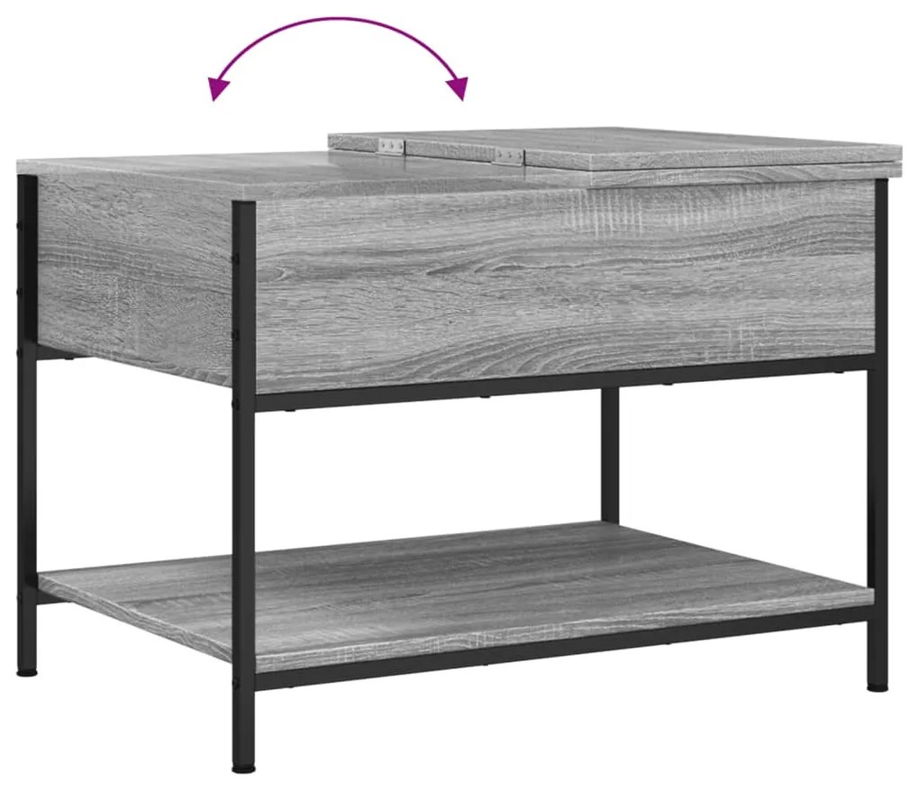Mesa de centro 70x50x50 cm deriv. madeira/metal cinzento sonoma
