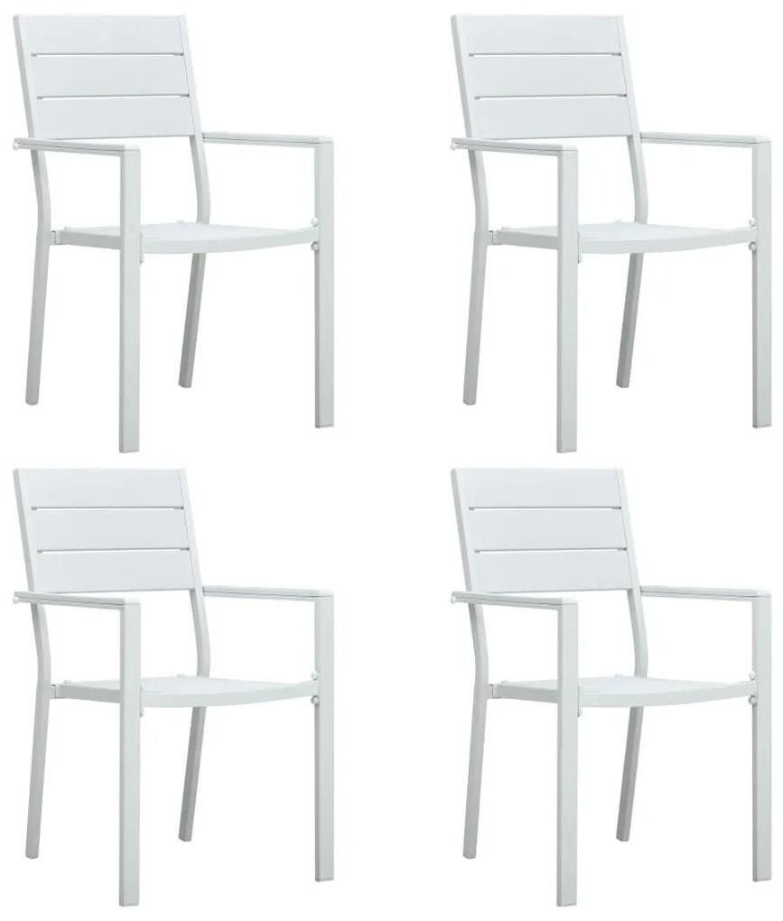 Cadeiras jardim 4 pcs PEAD aspeto madeira branco