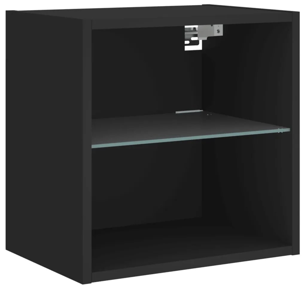 Mesa de cabeceira de parede com luzes LED preto