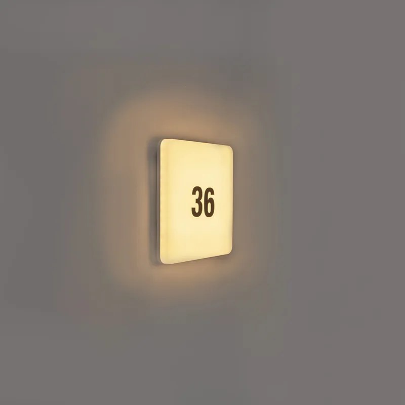 Candeeiro de parede quadrado moderno com LED incluído e folha de autocolantes com números - Plater Moderno