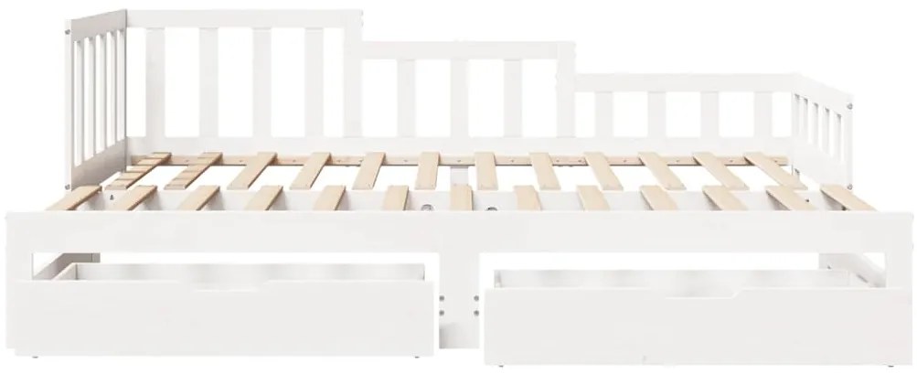Sofá-cama com gavetão e gavetas sem colchão 90x190 cm branco