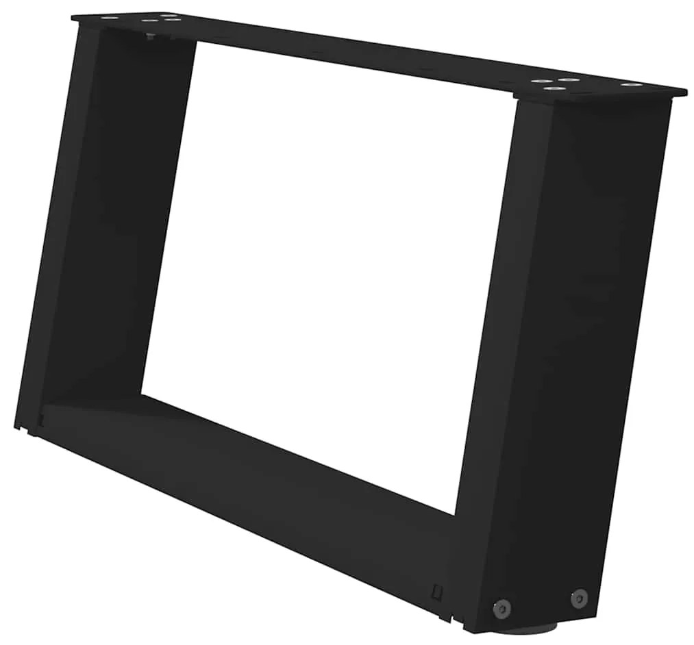Pés para mesa de centro em formato de U, 2 peças, preto, 60x(30-31) cm