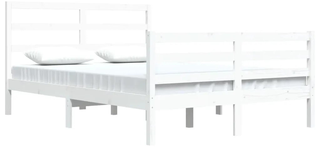 Estrutura de cama 140x200 cm madeira de pinho maciça branco