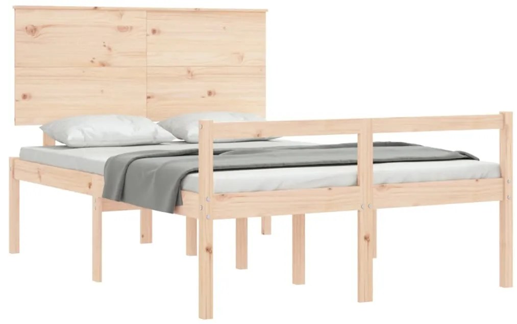 Cama para idosos com cabeceira 140x190 cm madeira maciça