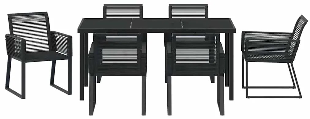 Conjunto de Jantar de Jardim de 7 Peças em Rattan Preto