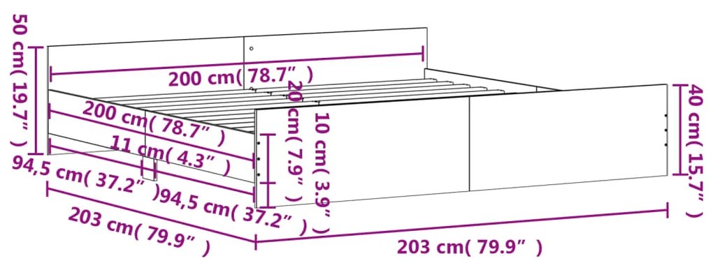 Estrutura de Cama Moona - 200x200 cm - Preto - Design Moderno