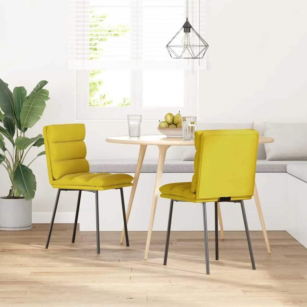 Cadeiras de jantar 2 pcs veludo amarelo