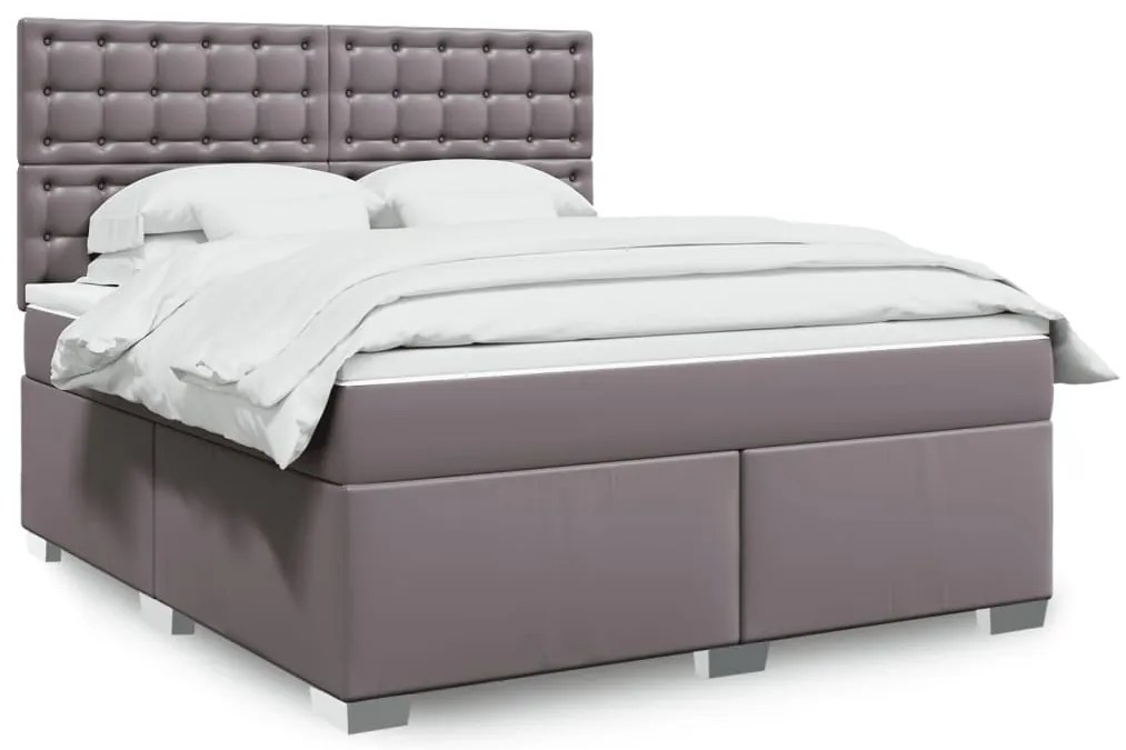 vidaXL Cama com molas/colchão 180x200 cm couro artificial cinza