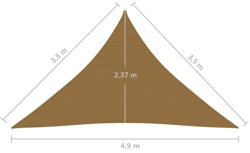 Para-sol estilo vela 160 g/m² 3,5x3,5x4,9 m PEAD cinzento-castanho