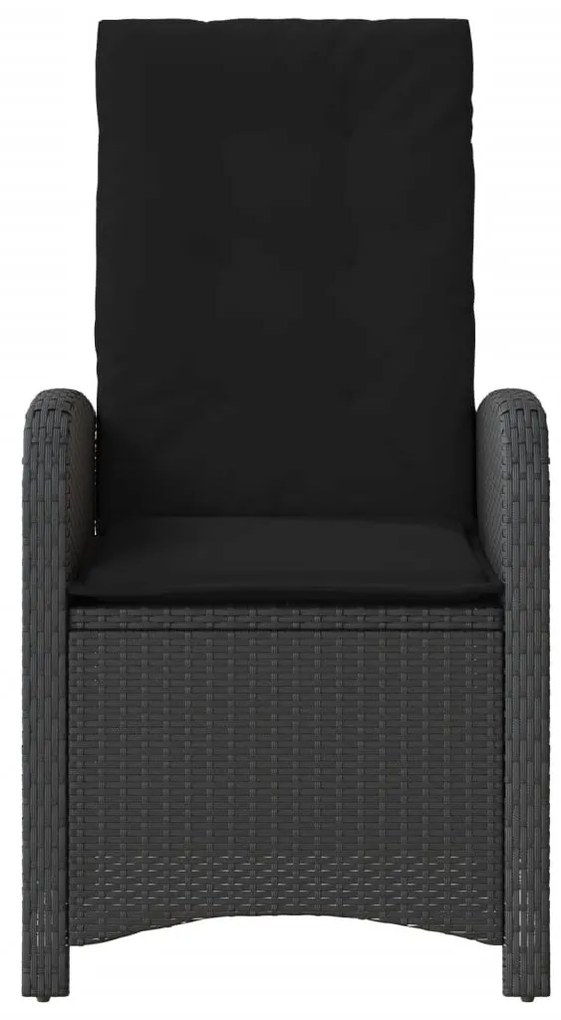 Cadeira de jardim reclinável c/ almofadões vime PE preto