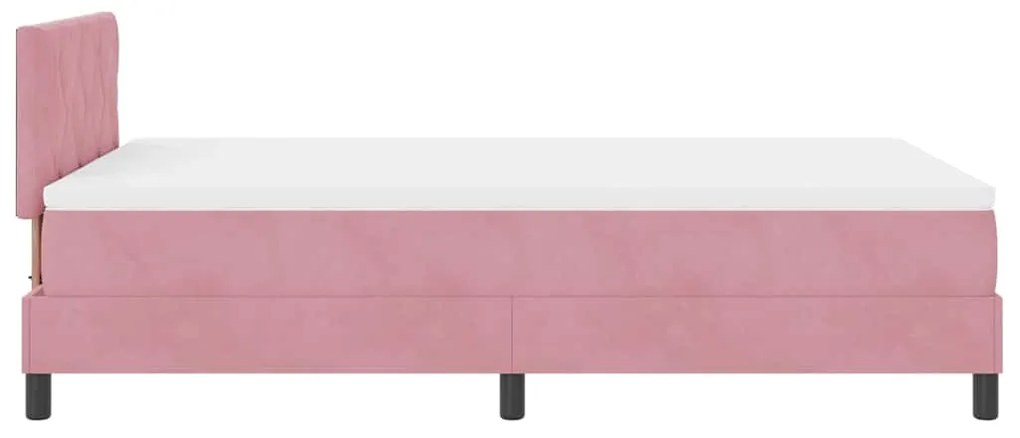 Cama Box Spring vidaXL com Colchão e LED Rosa 120x200 cm Veludo