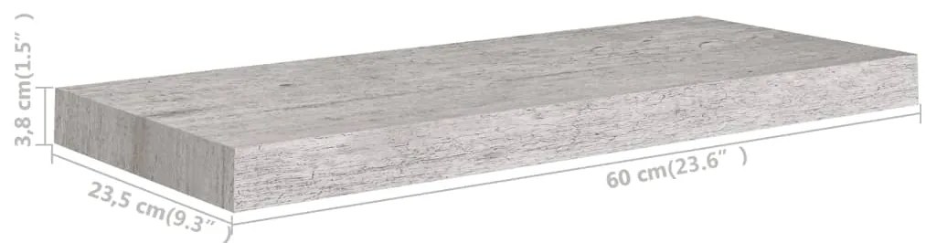 Prateleiras de parede 2 pcs 60x23,5x3,8cm MDF cinzento-cimento