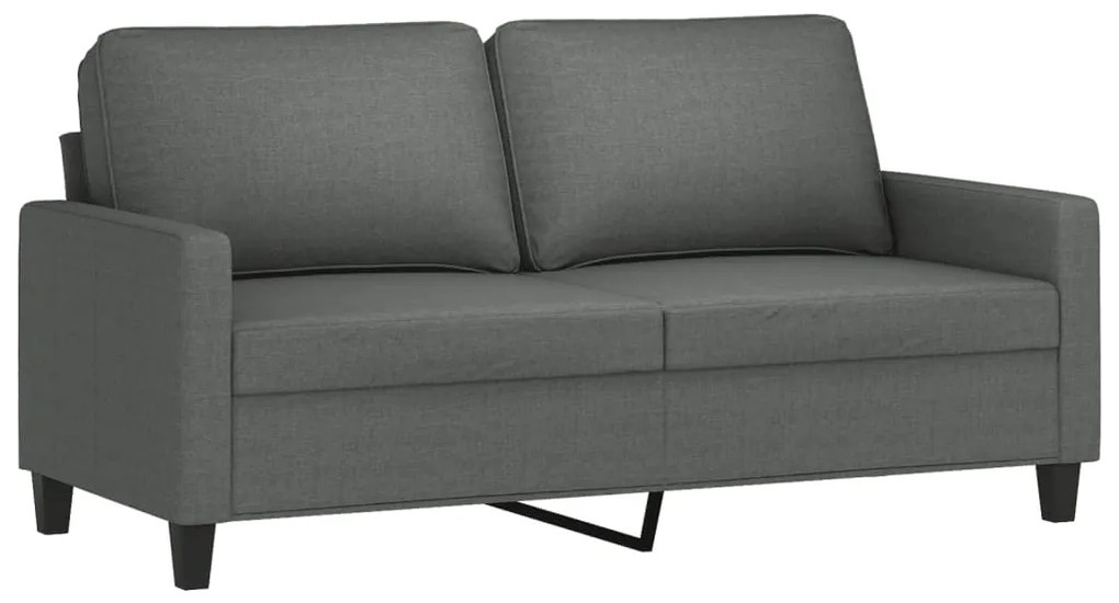 3 pcs conjunto de sofás com almofadões tecido cinzento-escuro