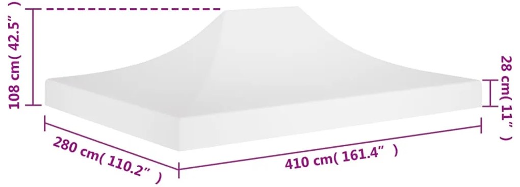 Teto para tenda de festas 4x3 m 270 g/m² branco