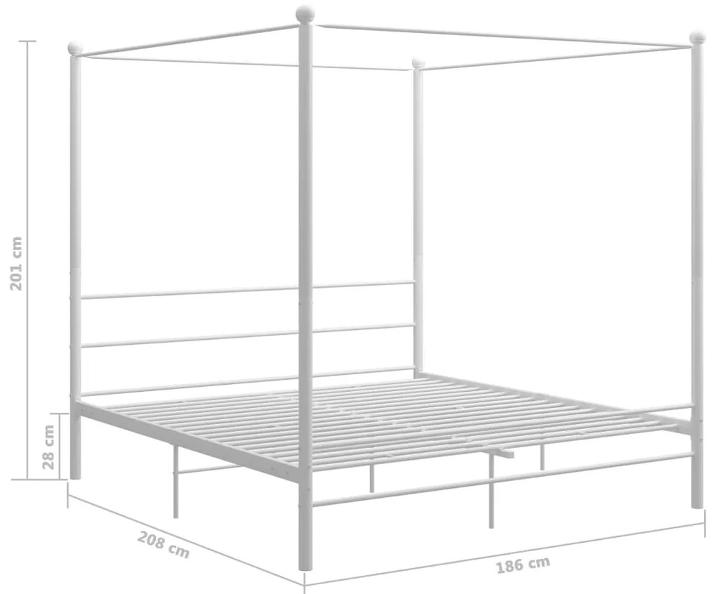 Estrutura de cama com dossel 180x200 cm metal branco