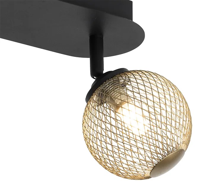 Foco preto com dourado 2 luzes - Athens Wire Rústico