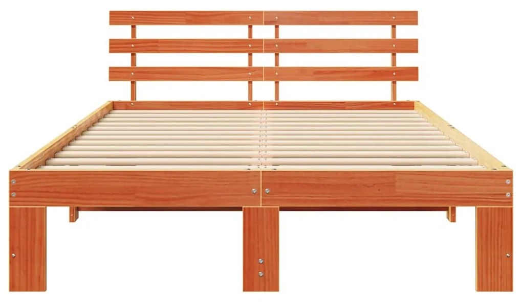 Estrutura de Cama de Madeira de Pinho Castanho Encerado