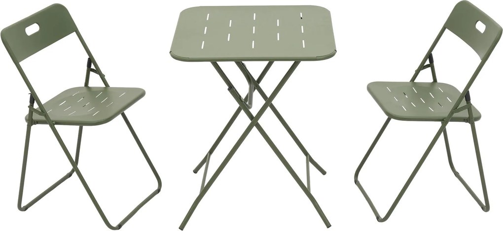 Conjunto bistrô dobrável de 3 peças em aço, com 2 cadeiras + 1 mesa, Verde| AOSOM Portugal