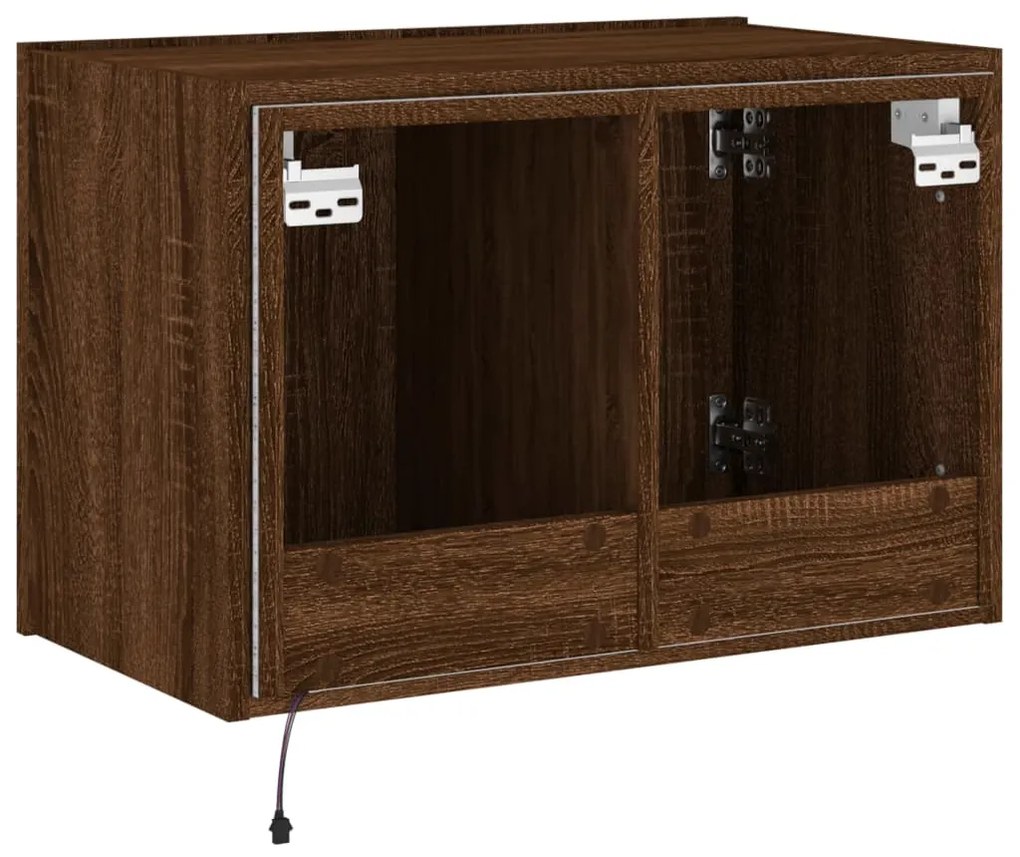 Móvel parede p/ TV c/ luzes LED 60x35x41 cm carvalho castanho