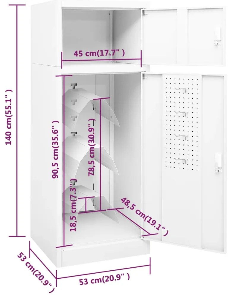 Armário para selas 53x53x140 cm aço branco