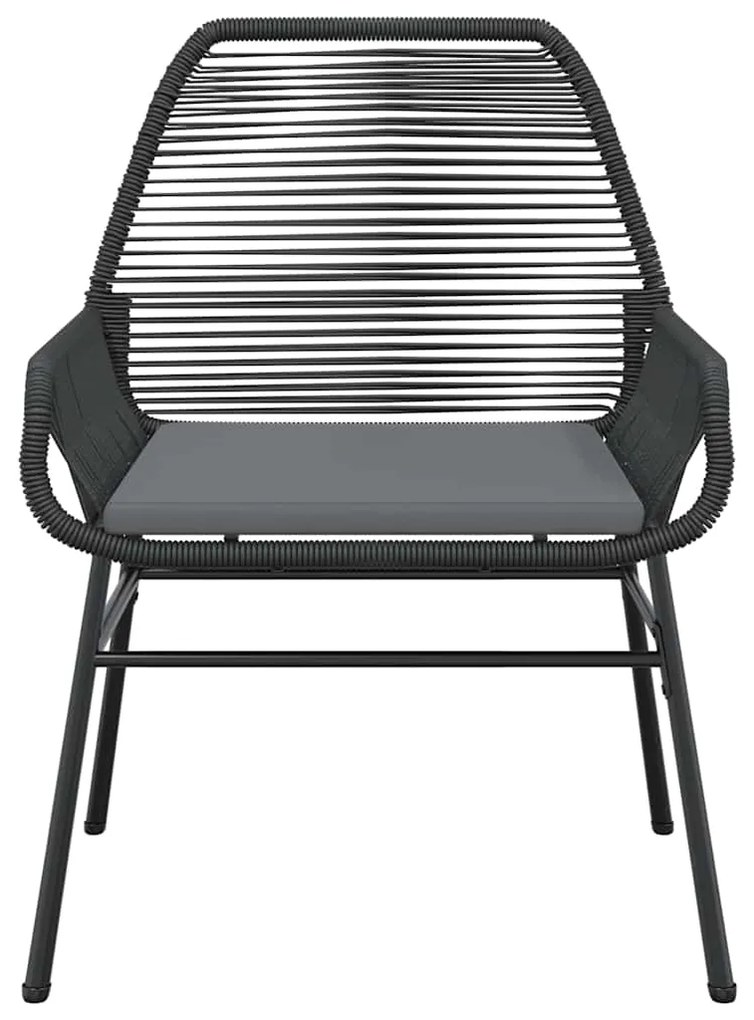 Conjunto de jantar jardim 9 peças almofadas vidro vime PE preto