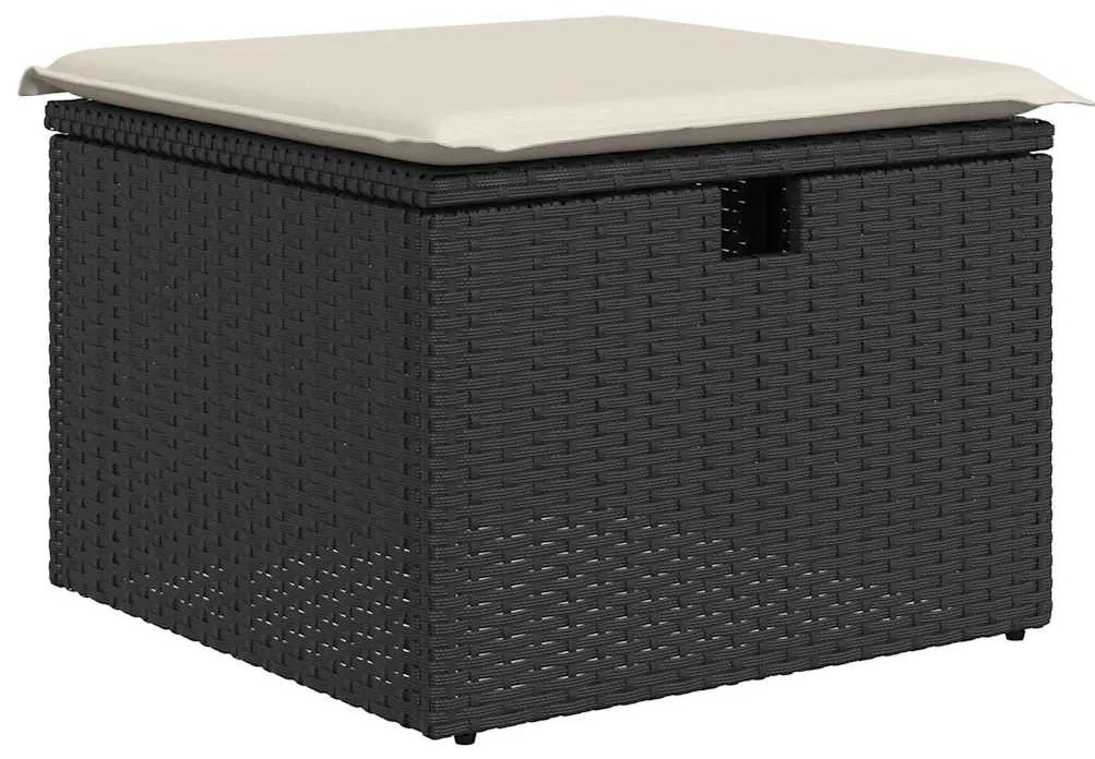 9 pcs conjunto de sofás p/ jardim c/ almofadões vime PE preto