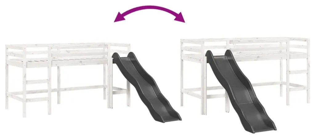 Cama alta p/ criança sem colchão 80x200 cm pinho maciço branco